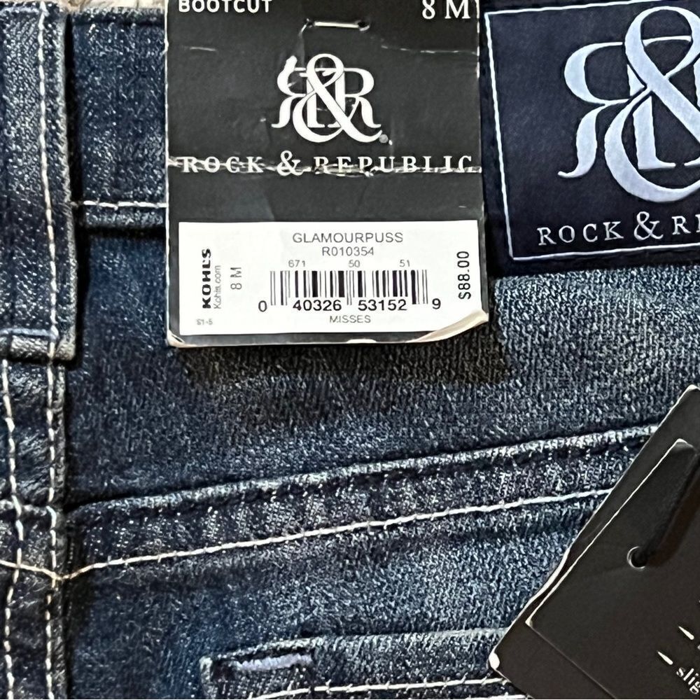 Rock & Republic Womens Denim Kassandra Mid Rise Bootcut Jeans 8M New - Picture 8 of 8